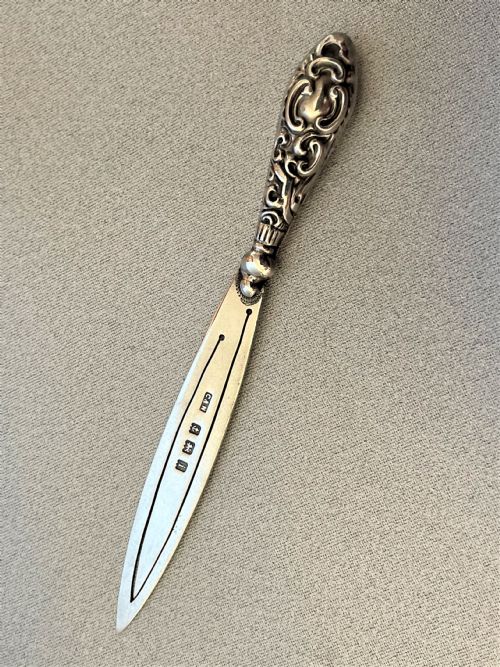 fig 1. An Edwardian silver novelty 'sword' bookmark