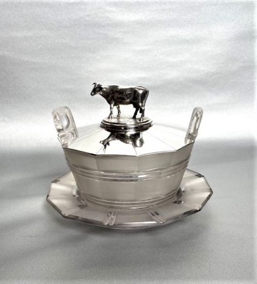 A Fabulous William IV Silver & Glass Butter Dish by the Barnard Brothers