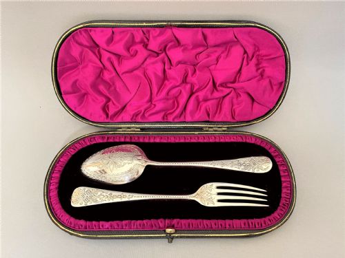 A Fine Boxed Victorian Silver Christening Set