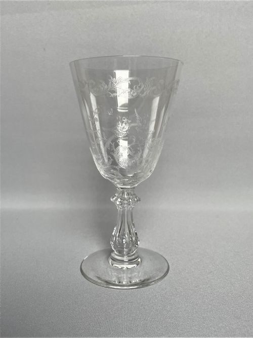 A Delightful Edwardian Etched & Cut Wine Goblet