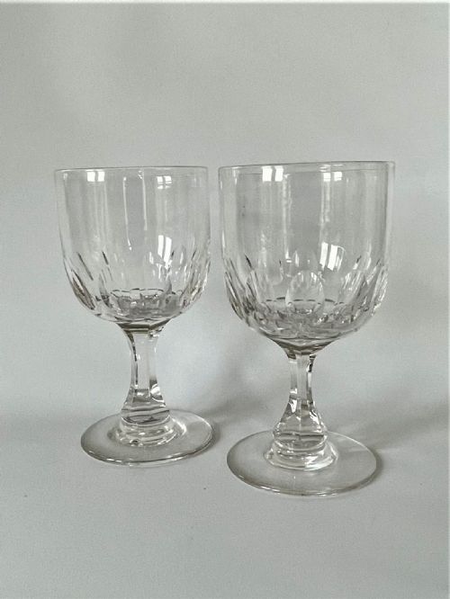 A Handsome Pair of Large Victorian Cut Glass Wine Goblets