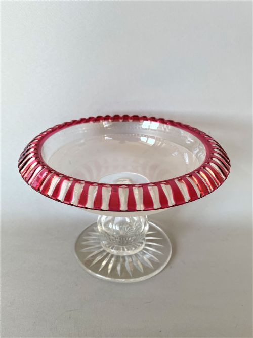 A Victorian Cranberry Edged Cut Glass Comport