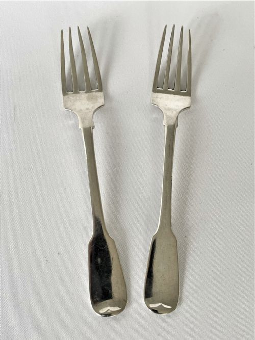 A Rare Pair of Irish Georgian Silver Oyster Forks
