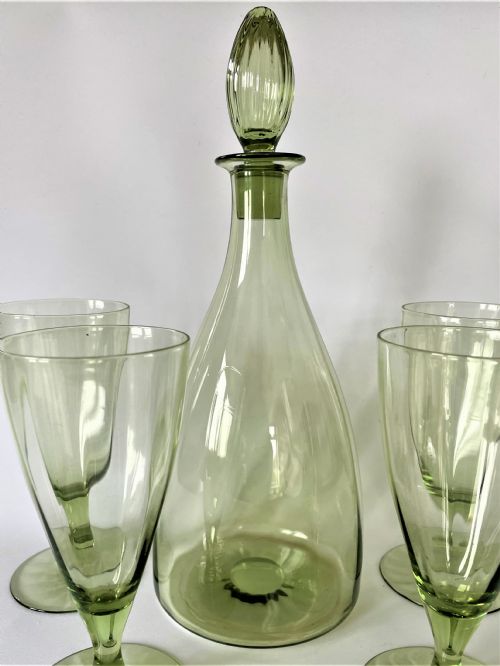 fig 1. A fine Whitefriars sea green wine set