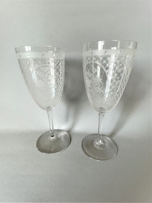 A Superb Pair of Etched Victorian Goblets