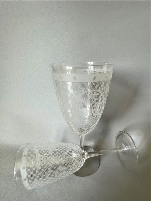 fig 1. A Superb Pair Of Etched Victorian Goblets
