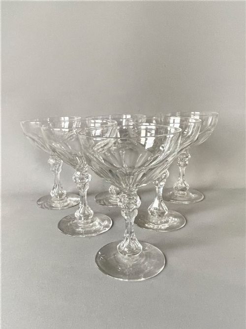 A Gorgeous Set of 6 Victorian Cut Glass Champagne Coupes