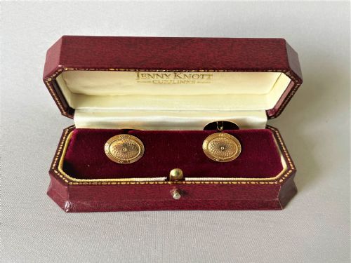 A Boxed Pair of Art Deco 10 Carat Rose Gold Cuff Links