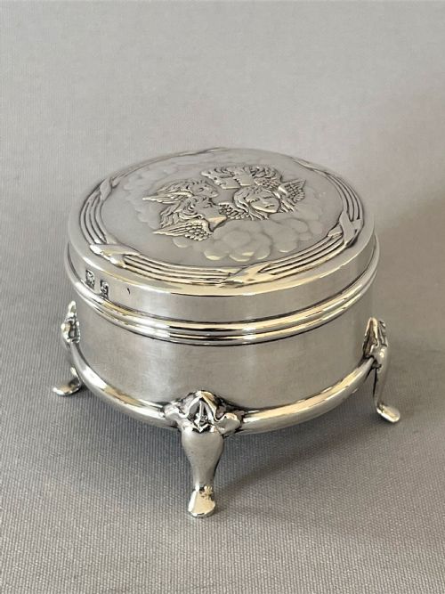 An Edwardian 'Reynolds Angels' Small Silver Ring/trinket Box