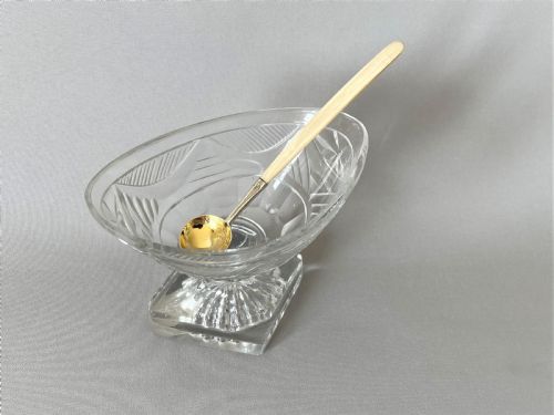 fig 2. A superb Georgian cut glass boat salt with period silver gilt spoon
