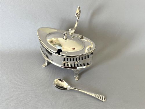 fig 1. An unusual George V silver mustard pot & spoon