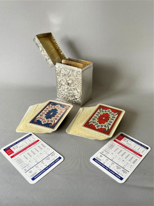 A Stunning Edwardian William Comyns Silver Double Playing Card Box