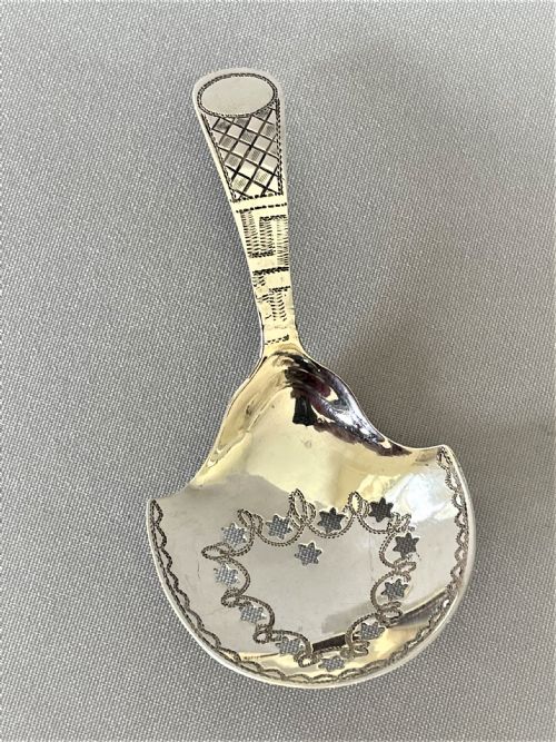 An Unusual Georgian Pierced Silver Tea Caddy Spoon
