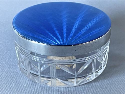 A Gorgeous Silver & Guilloche Enamel Lidded Trinket Pot