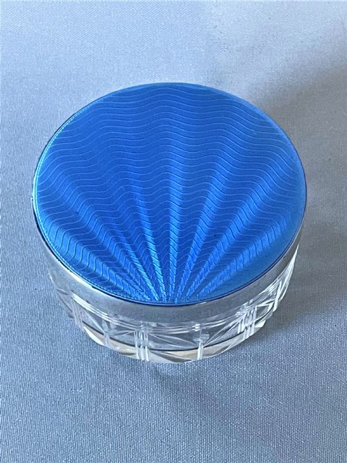 fig 1. A gorgeous silver & guilloche enamel lidded trinket pot