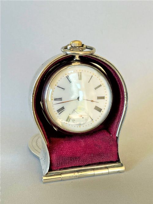 A Superb Victorian Silver Travelling Watch Case/clock