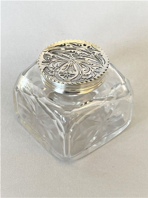 A Gorgeous Late 18th Century Silver & Cut Glass Pounce Pot