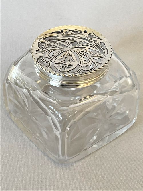 fig 1. A gorgeous late 18th Century silver & cut glass pounce pot