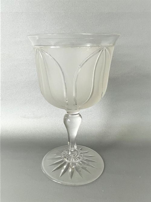 A Very Large Victorian Frosted & Cut Glass Goblet