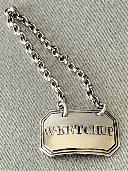 An Extremely Rare Walnut Ketchup Georgian Silver Bottle Ticket