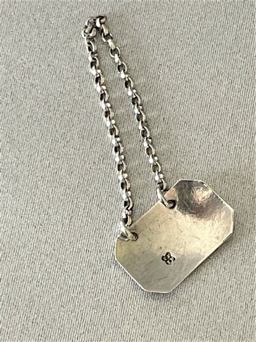 fig 1. An extremely rare Walnut Ketchup Georgian silver bottle ticket