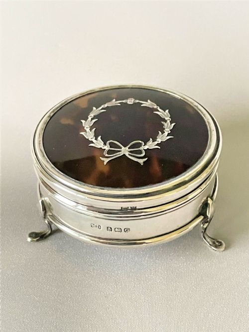 A Lovely Silver & Tortoiseshell Trinket Box