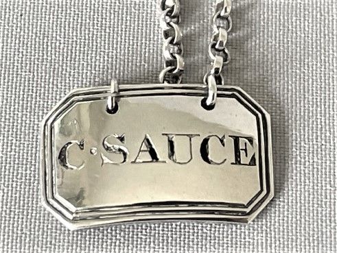 fig 1. A rare Georgian silver Chilli Sauce bottle ticket
