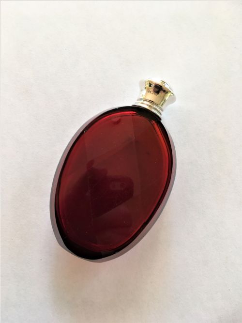 A Wonderful Silver Mounted & Ruby Glass Scent Bottle