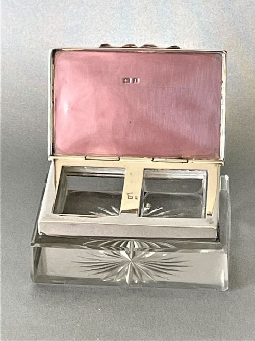 A Lovely Edwardian Silver Mounted Double Stamp Dispenser