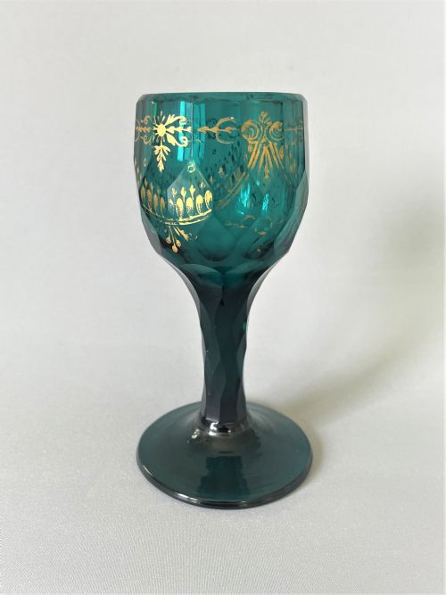 A Stunning Bristol Green Gilded Wine Glass