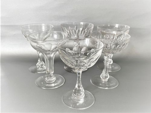 A Superior Harlequin Set of 6 Victorian Cut Glass Champagne Coupes