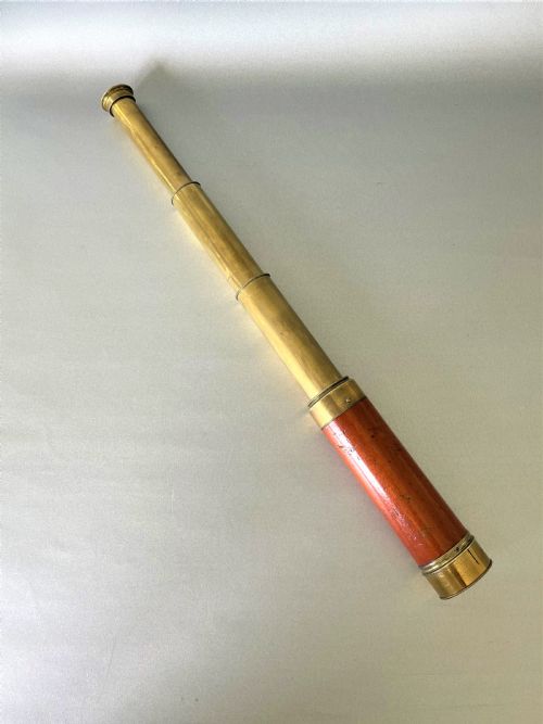 A Victorian 3 Draw Brass & Mahogany Telescope