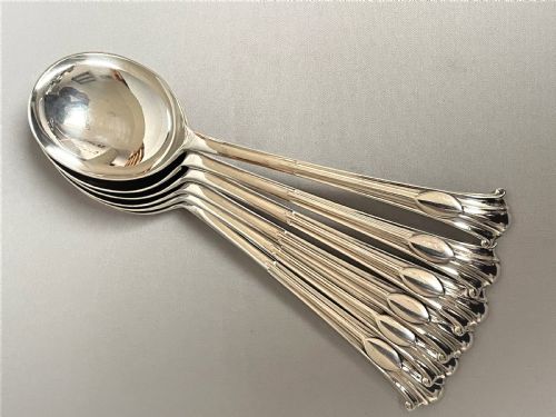 A Good Set of 6 Silver Onslow Pattern Soup Spoons
