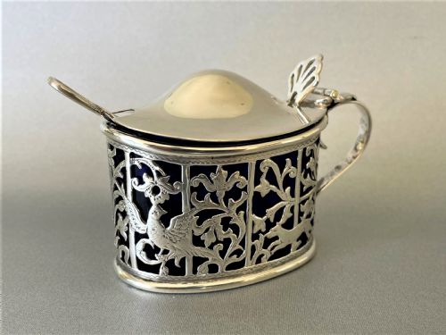 A Fabulous Victorian Silver Mustard Pot & Spoon