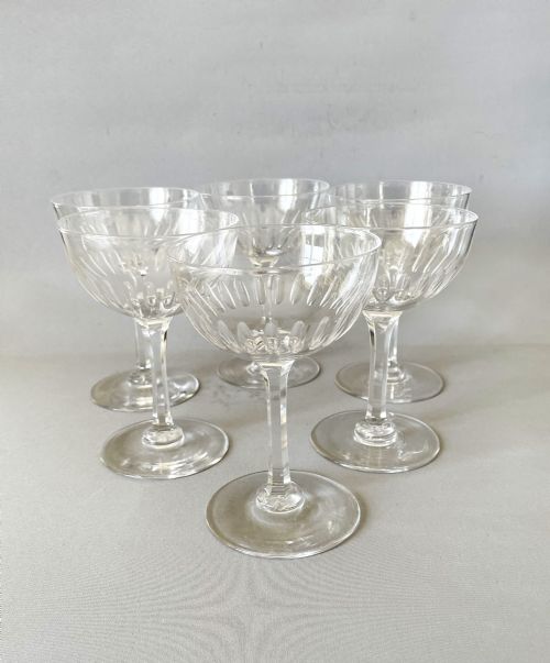 A Set of Six Victorian Cut Glass Champagne Coupes
