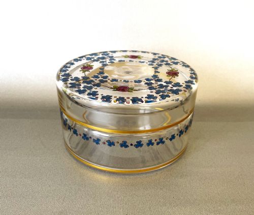 A Delightful French Enamel Painted Trinket/powder Pot