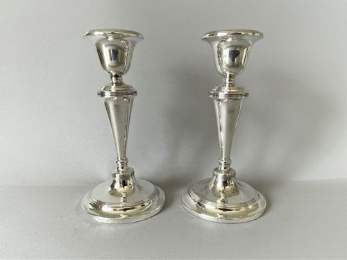 A Handsome Pair of Edwardian Silver Candlesticks