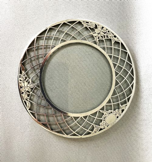 fig 1. A lovely Sterling silver pierced teapot stand or coaster