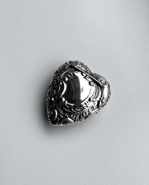 A Victorian Novelty Heart Shaped Silver Pill Box