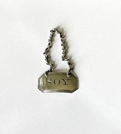 A Fine Georgian Silver 'Soy' Bottle Ticket