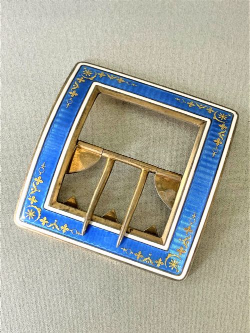 A Stunning Silver Gilt & Guilloche Enamel Buckle