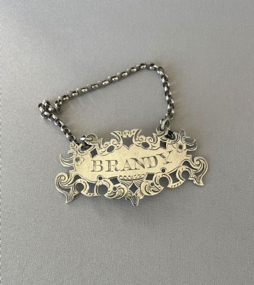 A Gorgeous Victorian Silver Brandy Decanter Label
