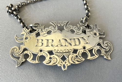 fig 1. A gorgeous Victorian silver Brandy decanter label