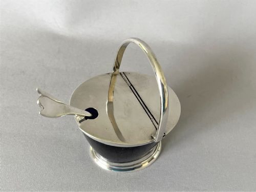 fig 1. A Victorian novelty silver coal scuttle mustard pot & spoon