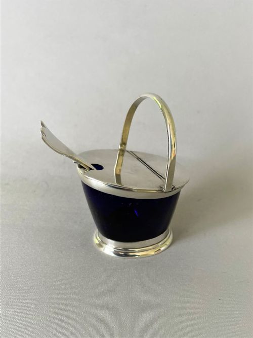 fig 2. A Victorian novelty silver coal scuttle mustard pot & spoon
