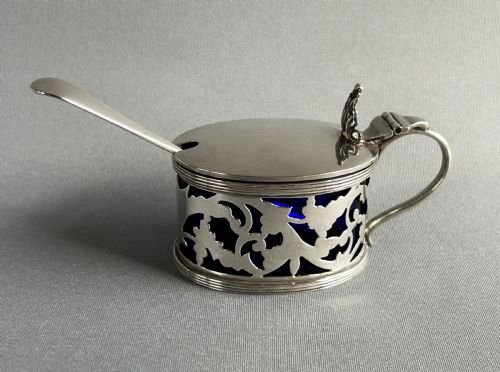 fig 1. A pretty Edwardian silver mustard pot & spoon