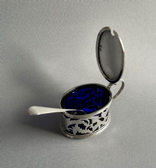 fig 2. A pretty Edwardian silver mustard pot & spoon