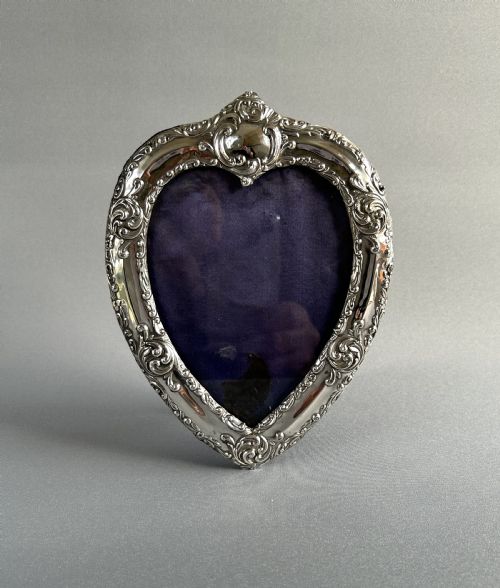A Lovely Victorian Heart Shaped Silver Photo Frame