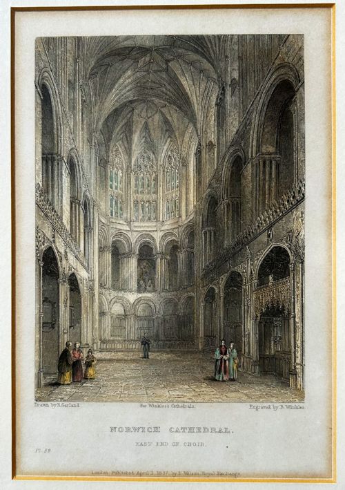 A Fine Hand Coloured Engraving of the Interior of Norwich Cathedral