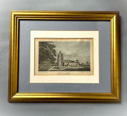 A Handsome Georgian Hand Coloured Engraving of Walthamstow Church, London.